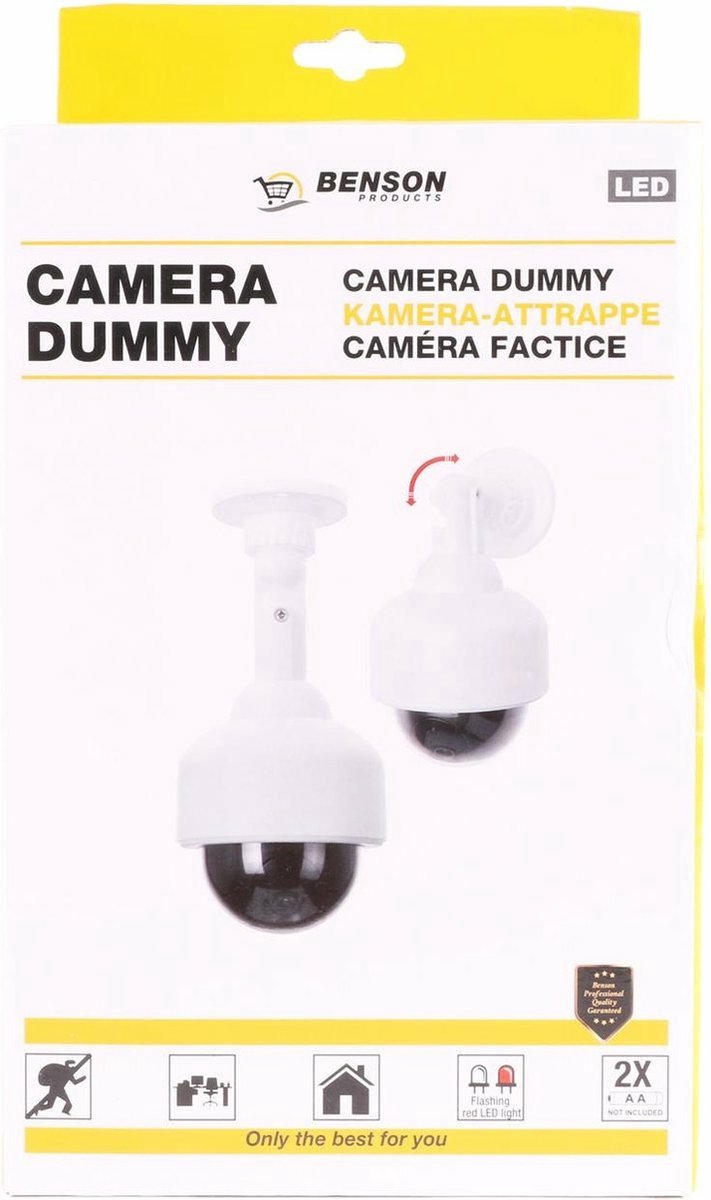 Benson Dummy Beveiligings Camera - 4x - Led dome - kunststof - realistisch - binnen en buiten van Benson — afbeelding 2
