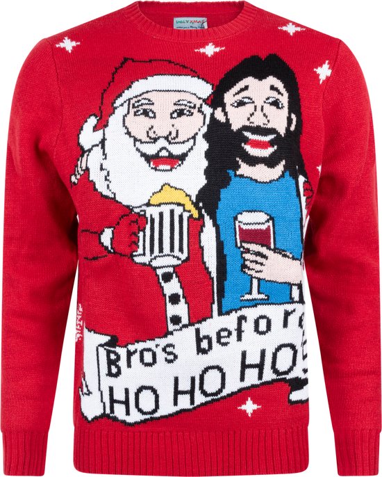 Foute Kersttrui Heren - Christmas Sweater "Bro's before Ho, Ho, Ho's" - Mannen Maat XXXL - Sinterklaas - Kerst - Kerstcadeau