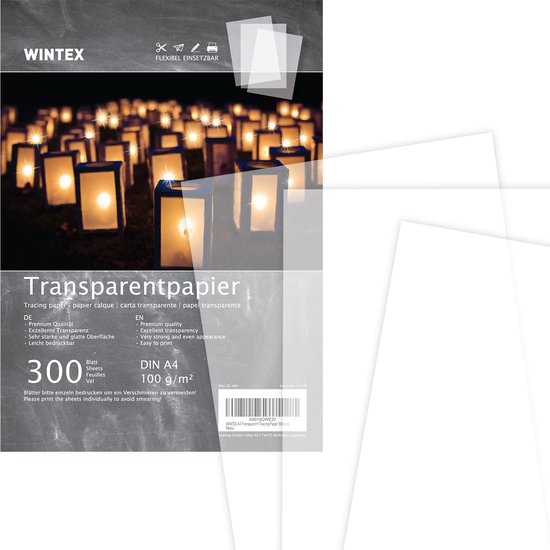 Wintex Lot de 300 papiers calques transparents A4 A4 300 feuilles