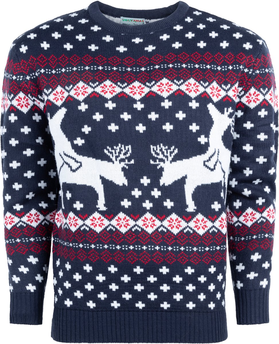 Foute Kersttrui Heren - Christmas Sweater "Rendieren doen een Spelletje" - Mannen Maat M