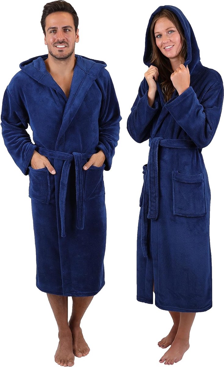 Badjassen van microvezel voor heren en dames lange badjas saunamantel met capuchon