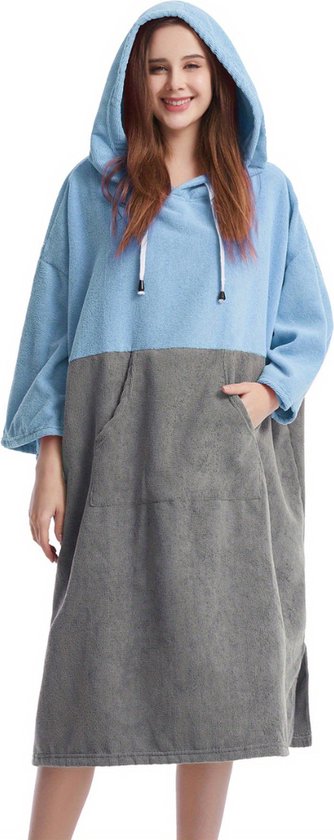 Livano Serviette à Langer - Surf Poncho - Adultes - Femme & Homme - Doux - Blauw & Grijs
