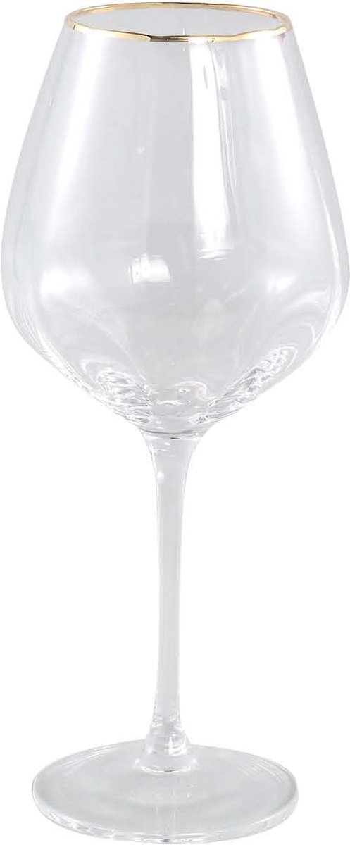 PTMD Yina Witte Wijnglas - H22,5 x Ø9 cm - Glas - Goud