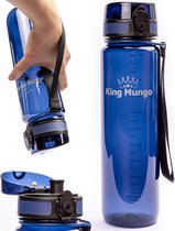 1 Liter Drinkfles Vaatwasserbestendig - 100% Lekvrij BPA vrij 1L Drinkflessen Volwassenen & Kinderen - DonkerBlauw - King Mungo Waterflessen
