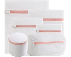 Intirilife Set van 6 Wasnetten Waszakken in verschillende maten, gemaakt van wit polyester - Om kwetsbaar wasgoed te beschermen tegen beschadiging