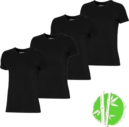 Apollo bamboo heren t-shirts | V-hals | MAAT S | 4-pack | zwart
