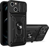 Lennexo Armor Hoesje Geschikt Voor iPhone 15 - Extreme ShockProof iPhone 15 Hoesje Met Pashouder - Ultra Hybrid Armour Case