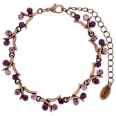 Behave Rosé-kleurige takjes armband met paarse stenen