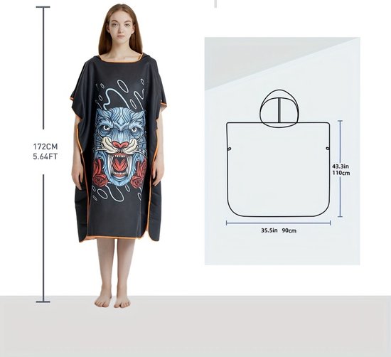 Livano Surf Poncho pour Adultes - Serviette à langer douce - Femme et homme