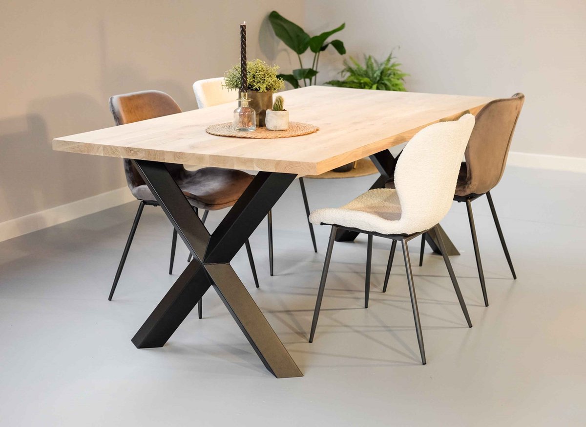 Eiken rechthoekig eettafel | 240cm 6 personen | Duumaa Tafels | Diamant x poot