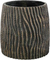 PTMD Numayla Pot en ciment noir motif ondulé rond XL