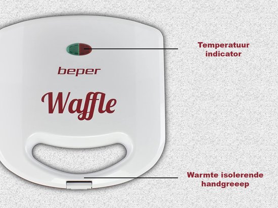 Beper BT.602H - Wafelijzer - Wafelmaker - Dubbele Anti-aanbaklaag - Indicatielampje - 780 Watt - Hip Design - Makkelijk Opbergbaar van Beper — afbeelding 3