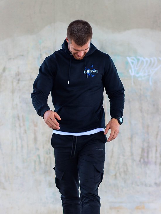 Hoodie - For one and for all - Wurban Wear | Casual | Hoodie | Unisex hoodie | Streetwear | Y2K | Gym | Gewichten | Hip hop | Urban fashion | Techno kleding | Skateboard | Zwart