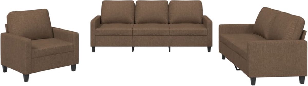 vidaXL - 4-delige - Loungeset - met - kussens - stof - bruin