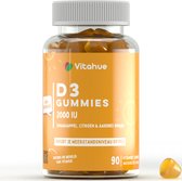 Vitahue D3 – Vitamine Gummies – Vitamine D3 – 50 mcg – 2000 IU – 90 Stuks Voor 1,5 Maand - Hoge Dosering – Goed Voor De Spieren En Sterke Botten – Vegan & Halal