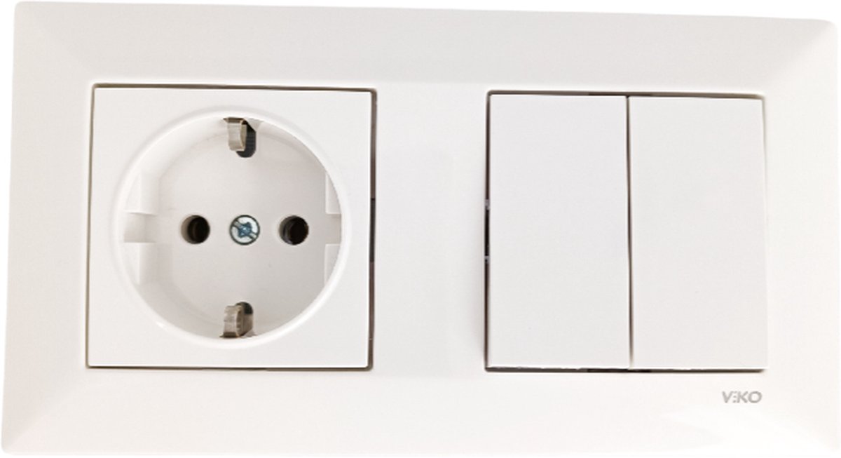 Panasonic Viko-Stopcontact-Wandcontactdoos-Randaarde-Wit-Compleet-Meridien Serie