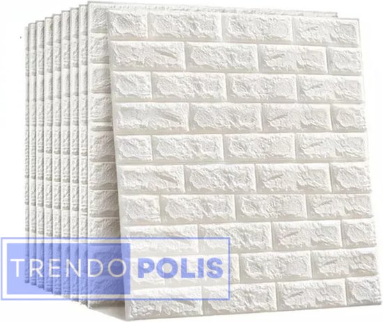 Trendopolis Stickers muraux 3D par 10 pièces 5,33 m2 - Bandes de parement en briques Wit - Panneaux muraux autocollants