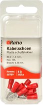Ratio® Kabelschoen Platte schuifstekker 0,5-1,5mm² - Vlakstekker - Rood - 10st in blister
