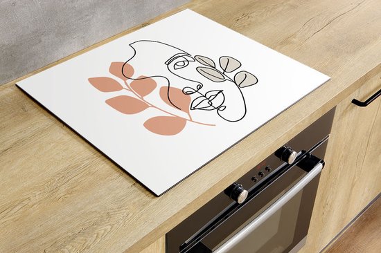 Inductiebeschermer - Abstract Face with Leaves - 80.2x52.2 cm - Inductiebeschermer - Inductie Afdekplaat Kookplaat - Inductie Mat - Anti-Slip - Keuken Decoratie - Keuken Accessoires