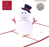 Popup Kerstkaart – Sneeuwpop - 3D kaart - Pop Up Kaart - Kerst - Kerstmis Kaart – 15 x 15 cm – Suprise