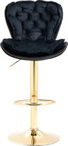 Bol.com Merax Velvet Barkrukken Set van 2 - Luxe Barkruk - Barstoel met Voetensteun en Rugleuning - Zwart met Goud aanbieding