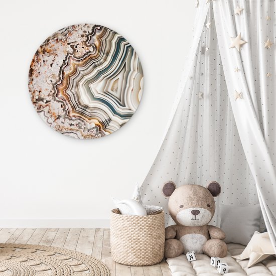 WallCircle - Wandcirkel - Marmer - Abstract - Natuur - Marmerlook - Muurcirkel binnen - Wanddecoratie rond - Rond schilderij - Kamer decoratie - Woonkamer - Muurdecoratie cirkel - 90x90 cm - Wandcirkels - Ronde schilderijen - Slaapkamer