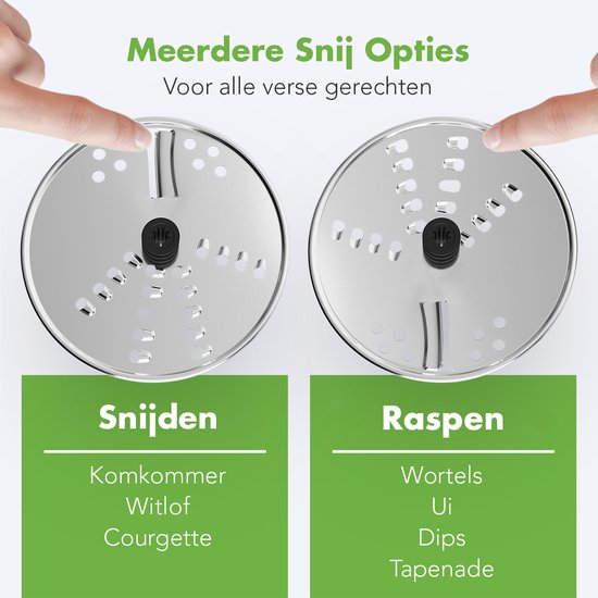 KitchenBrothers Foodprocessor - 5 in 1 Multifunctioneel Model - Hakmolen - Groentesnijder - BPA Vrij - 0,5L - Keukenmachine - Uiensnijder - Zwart