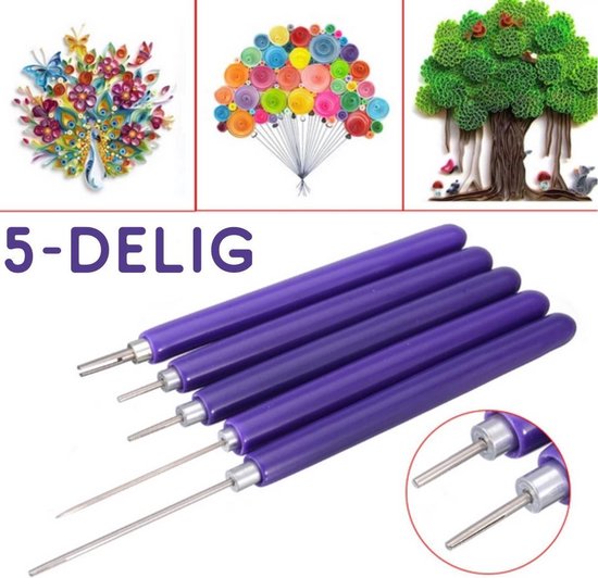 Quilling gereedschap - set met 4x rolpen en 1x priem - Tools voor filigraan papierkunst