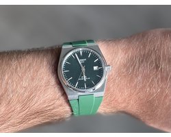 Intergrated rubber watch strap Green for Tissot PRX 40mm - Geïntegreerde rubber horloge band groen met quick release trekkers