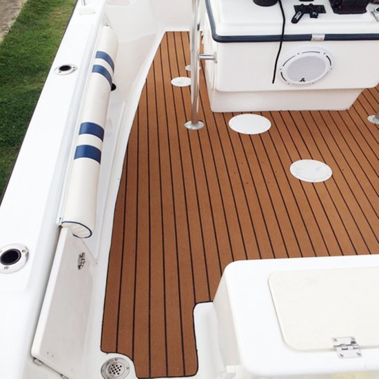 BBoot Decking Tapis de bateau auto-adhésif - Tapis de terrasse en mousse de teck EVA - Plancher de Bateaux en teck - Revêtements de sol de yacht en teck - Revêtements de sol de plancher en teck - Lavable - 240 x 60 x 0,6 cm - Marron clair