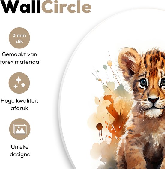 WallCircle - Cercle mural lion 60x60 cm - Cercle mural chambre d'enfant animaux - Décoration chambre fille moderne - Accessoires chambre garçon - Chambre enfant - Tableaux ronds chambre enfant - Décoration murale chambre garçon - Décoration murale