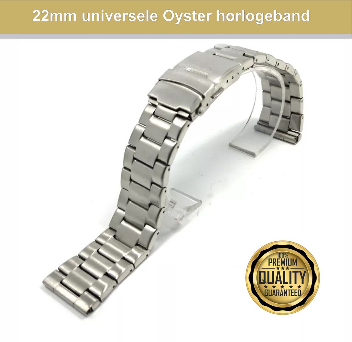 22mm Oyster Horlogeband universeel - Band aanzet 22 mm - Horlogebandje RVS316l | ook voor de volgende smartwatches geschikt Samsung S3 GT,Huawei Wami 2 ticwatch1 Amazfit 1-2,Honor Dream