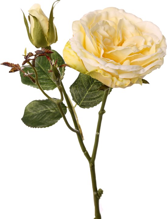 Top Art Kunstbloem roos Little Joy - geel - 38 cm - kunststof steel - decoratie bloemen