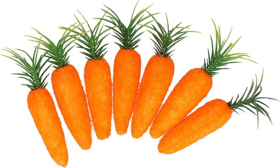 DID hobby decoratie wortelen/worteltjes - set 7x stuks - oranje - 7 cm - knutselen