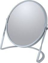 Make-up spiegel Cannes - 5x zoom - metaal - 18 x 20 cm - ijsblauw - dubbelzijdig