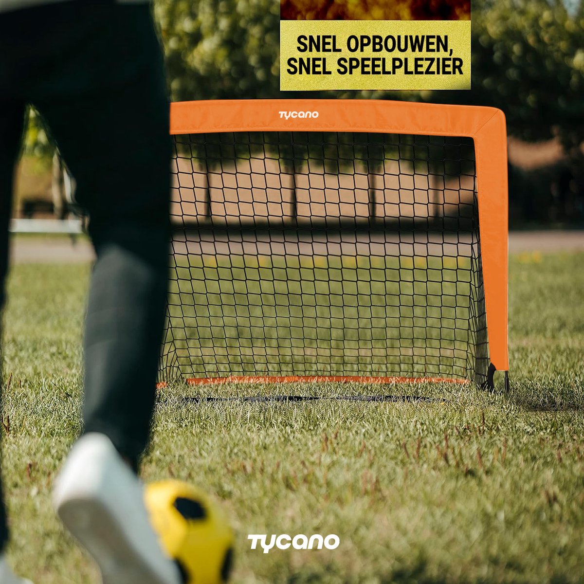 Tycano Pop-Up Voetbaldoelen Set van 2 - Kinderen - Voetbaldoeltjes - Opvouwbaar - 120 x 90 cm - 2 stuks - Oranje — afbeelding 3