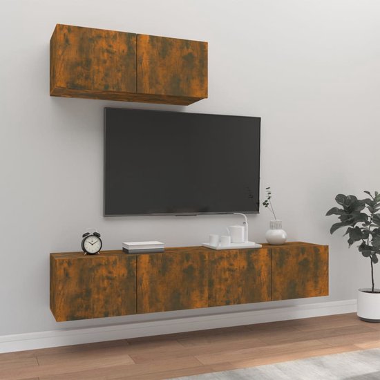 vidaXL Tv-wandmeubels 2 st 80x30x30 cm bewerkt hout betongrijs, tv-meubel, opbergkast, tv kastje, tv kast, wandkast, tv dressoir, tv wandmeubel