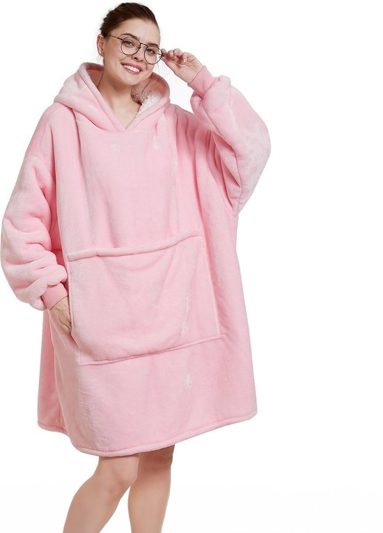 JAXY Hoodie Deken – Suggie – Snuggle Hoodie – Fleece Deken Met Mouwen – Hoodie Blanket – Roze