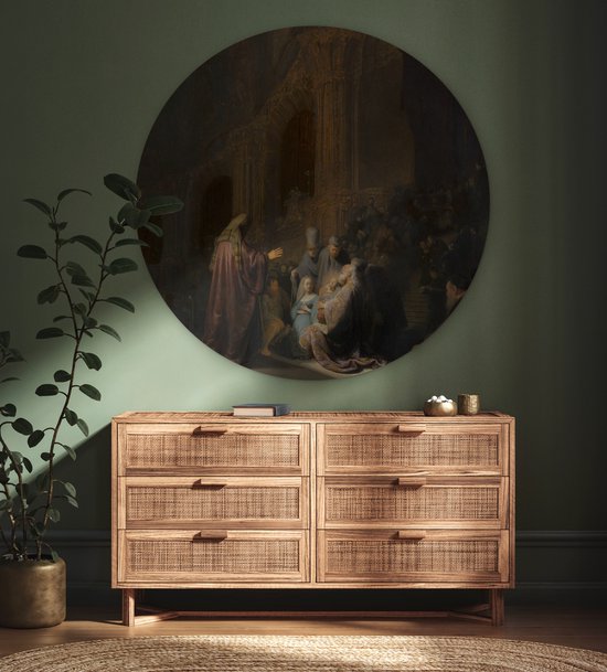 Chant de louange de Siméon - Peinture de Rembrandt van Rijn assiette en plastique cercle mural ⌀ 120 cm