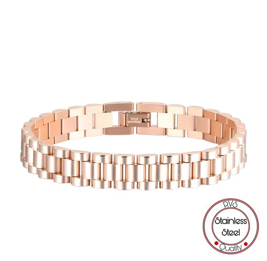 Presidente stijl armband | Horlogeband Stijl | Rose kleurig | Staal | Armband Mannen | 10mm | Mannen Cadeautjes | Cadeau voor Man | Pin Remover | Cadeau voor Vrouw | Vaderdag | Vaderdag Cadeau