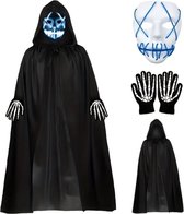 Livano Halloween Kostuum - Halloween Outfit - Volwassenen - Schedel - Mantel - Set - Costume - Blauw - Carnaval
