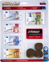 Klein Toys Euro speelgeld - 11 munten van 1 cent tot 2 euro en 37 biljetten van 5 tot 500 euro - incl. creditcard - meerkleurig