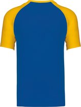 SportT-shirt Heren XXL Kariban Ronde hals Korte mouw Royal Blue / Yellow 100% Katoen
