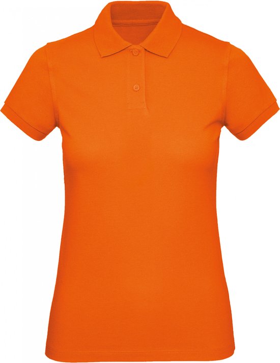 Polo Dames S B&C Kraag met knopen Korte mouw Orange 100% Katoen