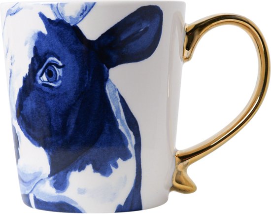 Heinen Delfts Blauw - Mok - Koe - Gouden Oor