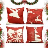 CALIYO - Kussenslopen - Kussenhoesjes - 40x40 cm - Kerst kleuren - Set Van 4 Stuks - Perfect voor Kerstmis