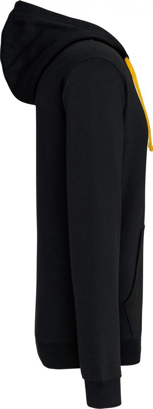 Sweatshirt Heren XS Kariban Lange mouw Black / Yellow 80% Katoen, 20% Polyester