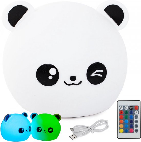 nachtlampje kinderen - kinderlampje - panda - 8 kleuren - oplaadbaar USB - Kindvriendelijk- nachtlampje baby - Kinderlamp - kerstcadeau van DreamyDots — afbeelding 5