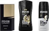 AXE Gold Set - Après Rasage / Déo Spray Dry / Gel Douche