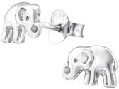 Joy|S - Zilveren olifant oorbellen - 8 x 5 mm - baby olifant - geoxideerd - oorknoppen